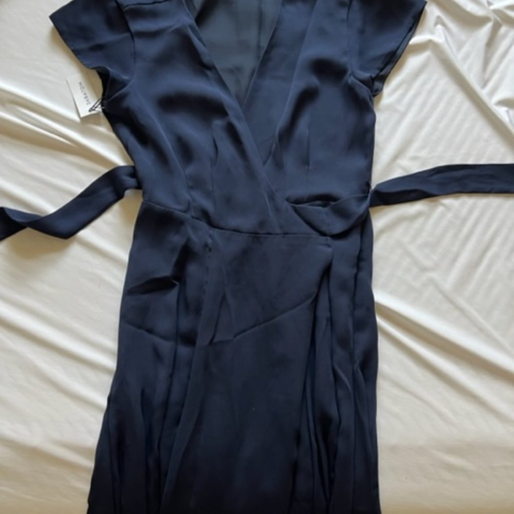 Navy, formal wrap dress, XXS